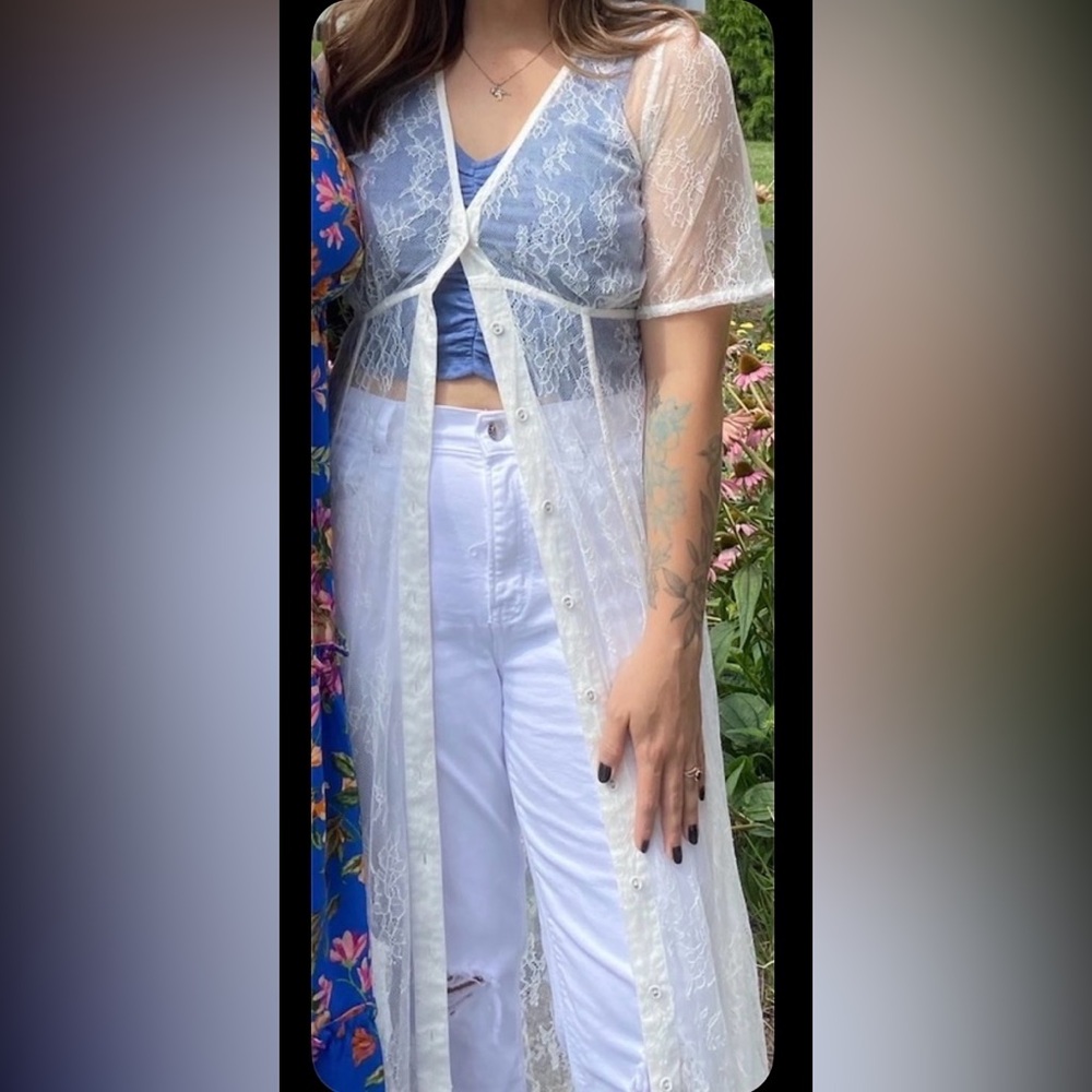 Anthropologie Lace Button-down Tunic